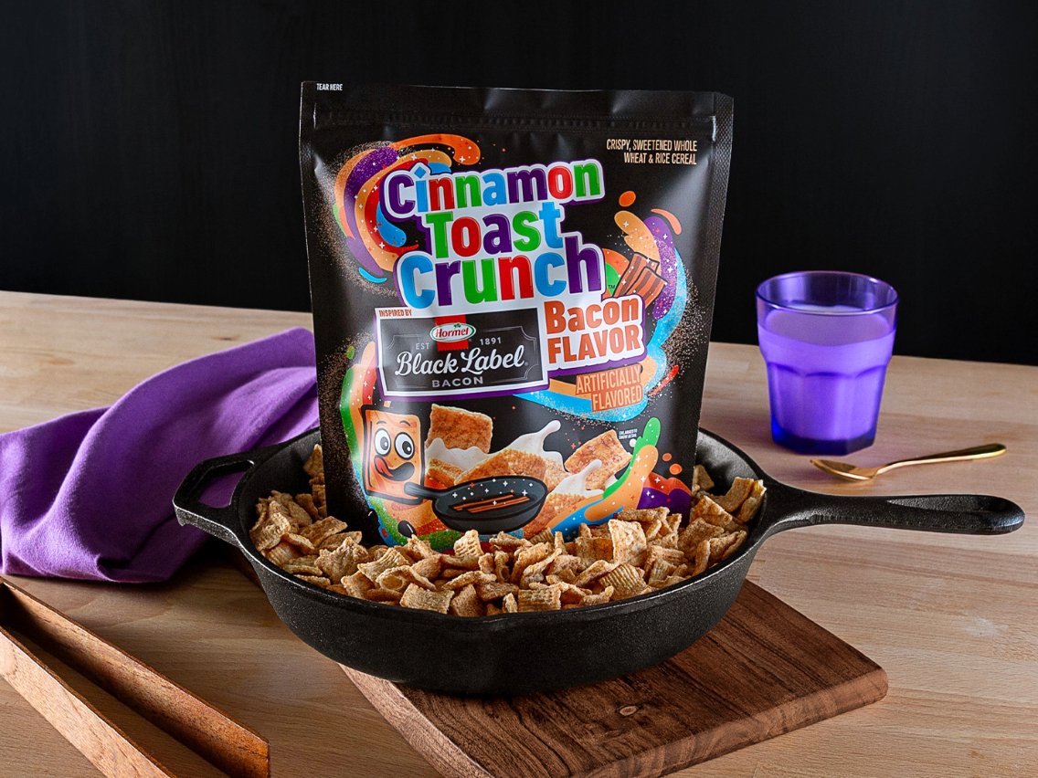 CINNAMON TOAST CRUNCH™ and HORMEL® BLACK LABEL® Bacon come together again to debut limited-edition sweet and savory cereal.